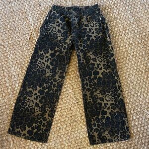 Leopard Print Wide-Leg Jeans - 6